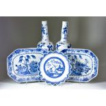 A Pair of Chinese Blue and White Porcelain Export Dishes of Octagonal Shape, Circa 1760, painted