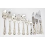 A Plated Kings Pattern Part Table Service, comprising - four table spoons, nine table forks, eight