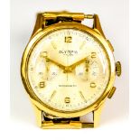A Gentleman's 18ct Gold Automatic Chronograph Wristwatch, by Olympic, 38mm diameter case, silver