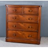 A Victorian Mahogany Chest, with moulded edge to top, fitted two short and three long drawers, on