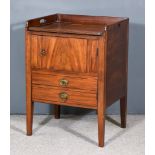 A Late Georgian Mahogany Tray Top Bedside Cabinet, now with lifting lid and cupboard enclosed by