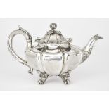 An Early Victorian Silver Teapot, by Joseph & John Angell, London, 1838, of circular panelled