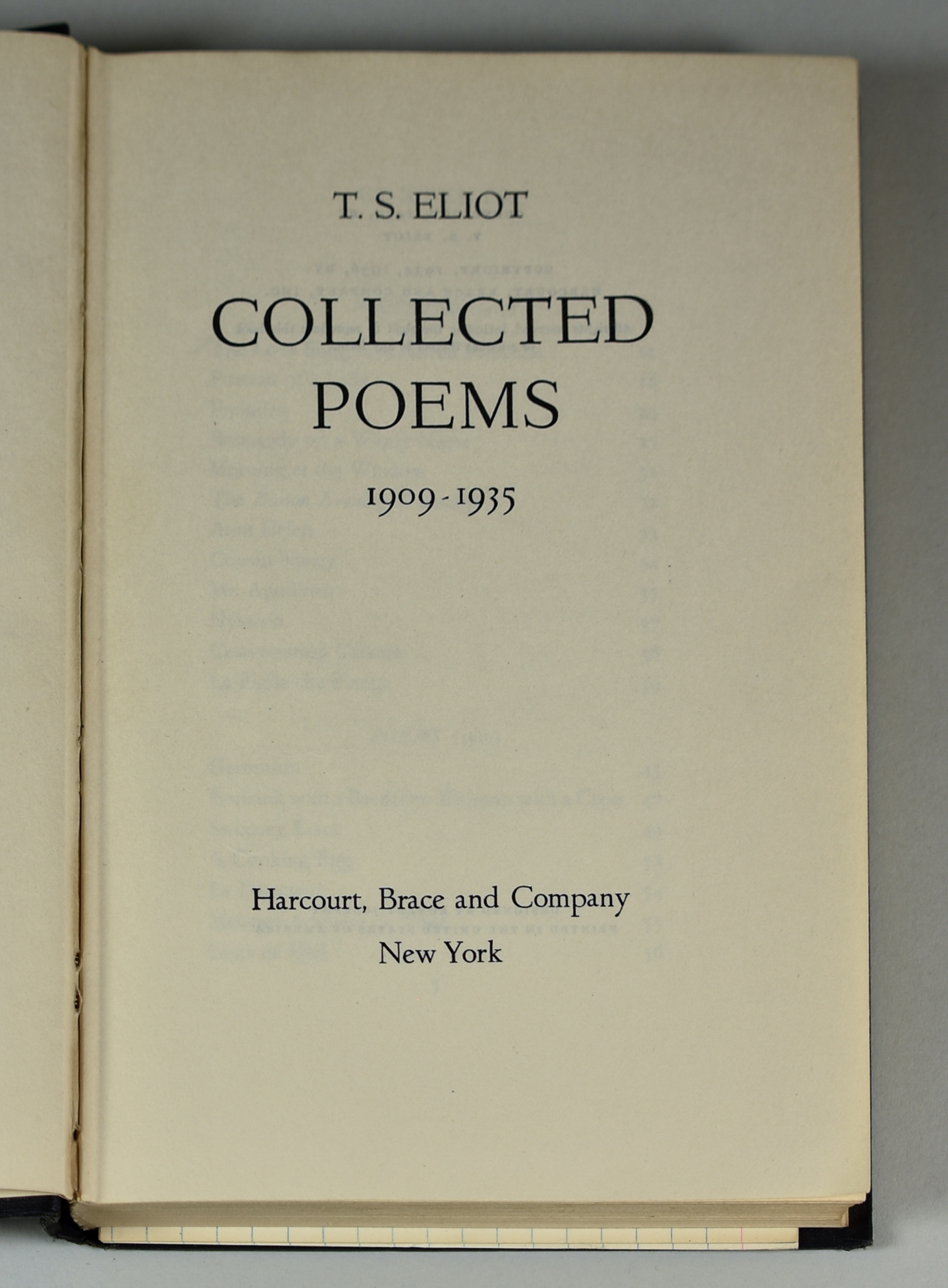 T. S. Eliot - "Collected Poems 1909-1935", published by Harcourt, Brace & Co, New York, one black - Image 2 of 2