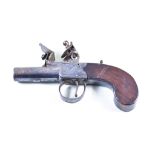 A Flintlock Turned Barrel Pocket Pistol by W Horton, 1.5ins bright steel turn off barrel, bright