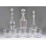 Seven Glass Finger Bowls, 19th Century, and Mixed Glassware, the finger bowls with slice cut bodies,