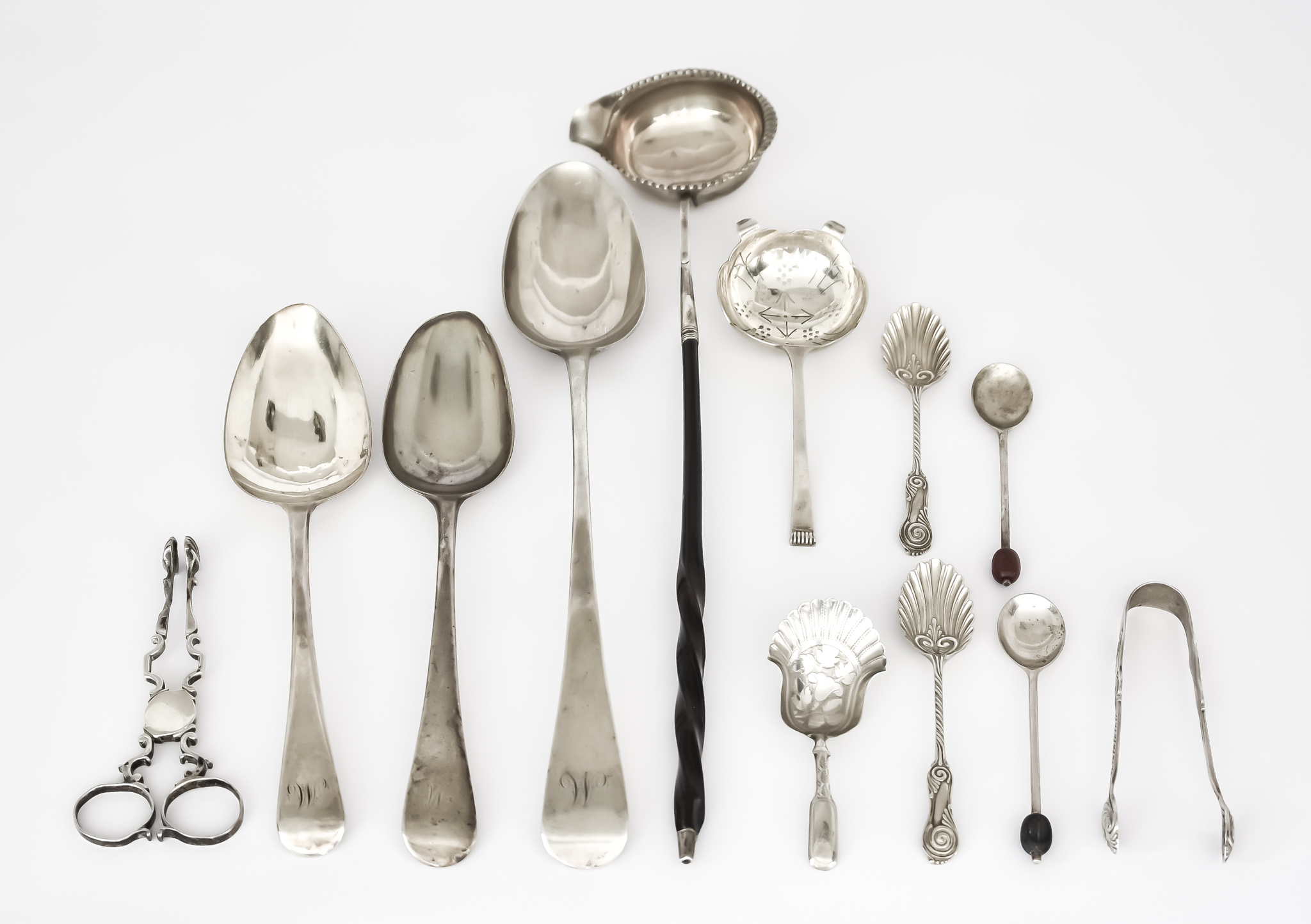 A Late George III Silver Old English Pattern Gravy Spoon and Mixed Silverware, the gravy spoon by