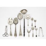 A Late George III Silver Old English Pattern Gravy Spoon and Mixed Silverware, the gravy spoon by