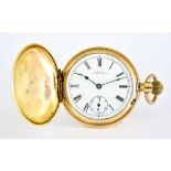 A Plated Full Hunting Cased Pocket Watch by Waltham, 50mm case, engraved with indistinct