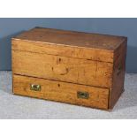 A 19th Century Hardwood Chest, with lifting lid and fitted drawer to base, with brass flush