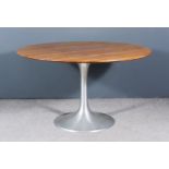 A Late 20th Century Hardwood Topped and Chrome Metal Base Circular Breakfast Table, 48ins diameter x