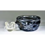 A Whitefriars "Knobbly" Glass Bowl of Smoky Tint, Circa 1960s, designed by William Wilson and