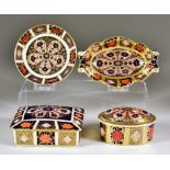 A Royal Crown Derby 1128 Old Imari Rectangular Bone China Box and Cover, 4.5ins x 3.75 ins x 1.89ins