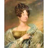 Samuel Drummond (1765-1844) - Oil painting - Shoulder length portrait of Emma Delmar, canvas 30ins x