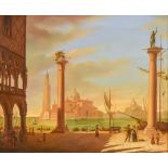 19th Century Italian School - Oil Painting - View of St Marks Square, Venice, overlooking The