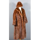 A Lady's Mink Full-Length Coat, Size 10, and a mink hat