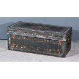 A 19th Century French Black Leather Covered and Studded Camphor Wood Blanket Box, by Dunet, Rue de