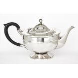 A George V Silver Circular Teapot, by Viner's Ltd Sheffield 1931, with slightly domed lid with later
