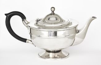 A George V Silver Circular Teapot, by Viner's Ltd Sheffield 1931, with slightly domed lid with later