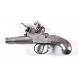 An Unusual All Steel Flintlock Pocket Pistol, (proof by Israel Segales) 2.5ins bright steel barrel,