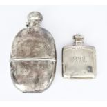 A Late Victorian Silver Hip Flask and a George V Small Silver Hip Flask, the Victorian by Atkins