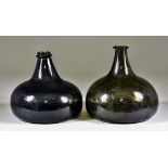 An Onion-Shaped Wine Bottle of Olive Tint, Late 17th/Early 18th Century, 6ins high, and another of