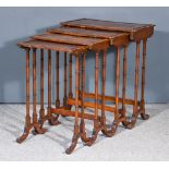 A Nest of Four Early 20th Century Mahogany Rectangular Occasional Tables, on twin turned slender end