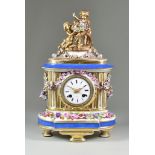 A 19th Century French Porcelain Mantel Clock by Dixon & Co. Paris, No. 411, the 3ins diameter