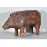 Dimitri Omersa (1927-1975) - A Mid 20th Century Brown Leather Covered Pig Footstool, 26ins long x