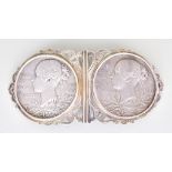 Two Queen Victoria 1897 Diamond Jubilee Silver Medallions Contained in Silvery Coloured Metal