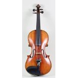 A German Violin After Jacob Stainer, Late 19th Century, with two-piece back, and spurious paper