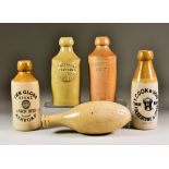 A Collection of English Stoneware Ginger Beer Bottles, 19th/Early 20th Century, including - "The
