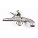 A Good All Steel Turned Barrel Flintlock Pocket Pistol, by Laurent, 3ins bright steel barrel, bright