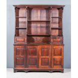 A 19th Century Mahogany Dresser, the upper part with moulded cornice above dentil frieze, fitted two