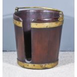 A George III Mahogany and Brass Bound Plate Bucket of coopered form with bail handle 15ins