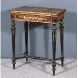 A 19th Century French Burr Walnut Ebonised Marquetry and Gilt Metal Mounted Card Table of Louis