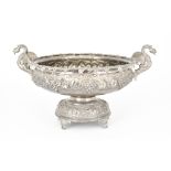 A Greek Silver Circular Two Handled Bowl, stamped 925 standard and with mark Ept. Xeipoz, cast