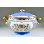 A 'Sevres' Chateau des Tuileries Two-Handled Circular Tureen and Cover, 19th Century, painted in