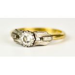 An 18ct Gold Solitaire Diamond Ring, set with a centre solitaire diamond, approximately .33ct,