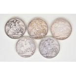 A Small Quantity of Pre Decimalisation British Silver Coinage, including - four Victorian crowns