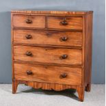 A Victorian Mahogany Chest of Drawers, with square edge to top, fitted two short and three long