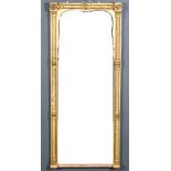 A 19th Century Gilt Framed Rectangular Pier Mirror, the frame with split turned spiral reeded and