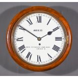 A Mahogany Cased Dial Wall Clock, the 12ins white dial with Roman numerals and worded Ariess 56 & 7a