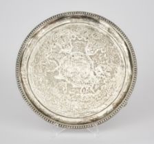A Victorian Silver Circular Salver, by Barnard & Sons Ltd., London, 1870, with tongue mounts, the