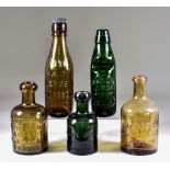 A Collection of English Glass Dumpy Seltzers, soda water, lemonade, ginger beer bottles and unmarked