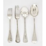 Six Victorian Silver Old English Pattern Table Spoons and Twelve Table Forks, the table spoons by