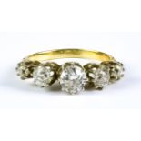A Five Stone Diamond Ring, 20th Century, 18ct gold, set with five graduated brilliant cut white