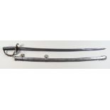 An 1853 Pattern British Army Issue Cavalry Sword, 34.5ins bright steel blade, stamped crown over