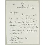 H.R.H. Princess Margaret (1930-2002) - Handwritten and signed letter on Kensington Palace headed