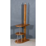 A 1930s Figured Walnut Standard Lamp/ Three Tier Occasional Table, the lamp of square tapered