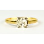 An 18ct Gold Solitaire Diamond Ring, 20th Century, set with a solitaire diamond, approximately .